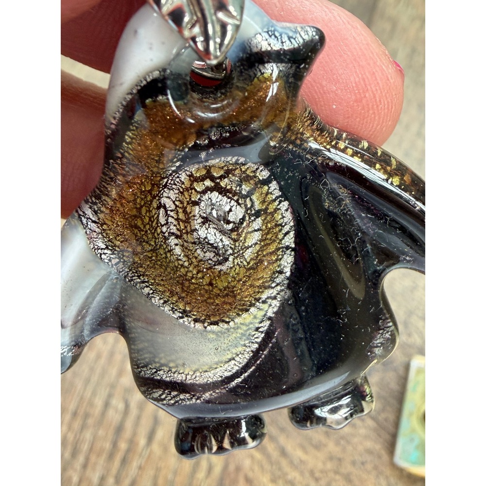 Art Glass Penguin Pendant Unisex OS‎ Black Gold Silver